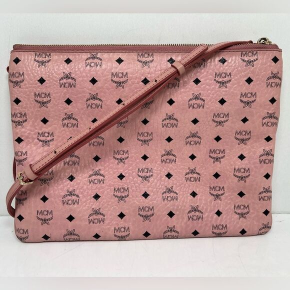 MCM Visetos Original Authentic Crossbody Bag Pouch Powder Pink - Picture 1 of 12